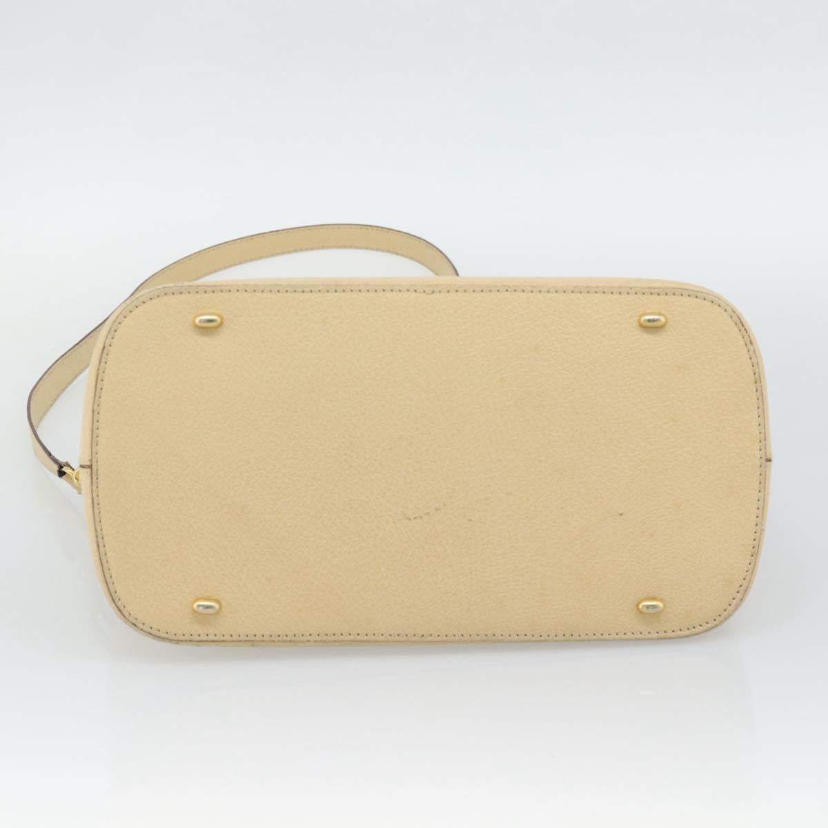 CELINE Hand Bag Leather 2way Ivory Gold Auth 193579