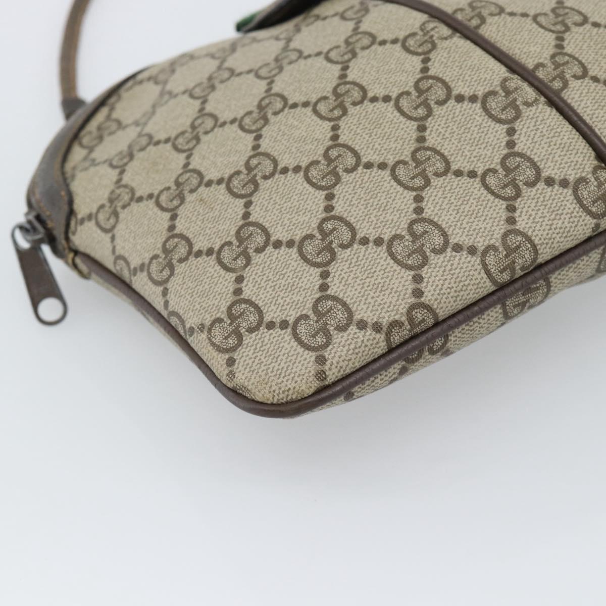 GUCCI GG Supreme Web Sherry Line Bag PVC Beige Gold 904 02 647 Auth 193581