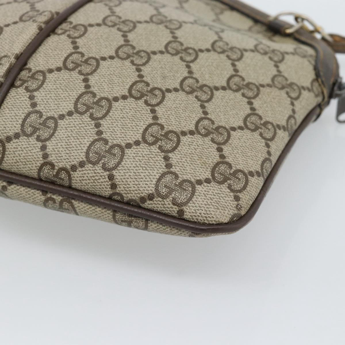 GUCCI GG Supreme Web Sherry Line Bag PVC Beige Gold 904 02 647 Auth 193581