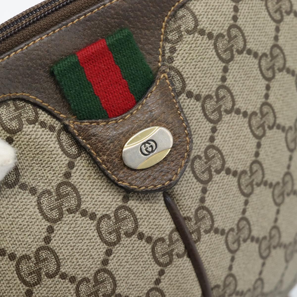 GUCCI GG Supreme Web Sherry Line Bag PVC Beige Gold 904 02 647 Auth 193581