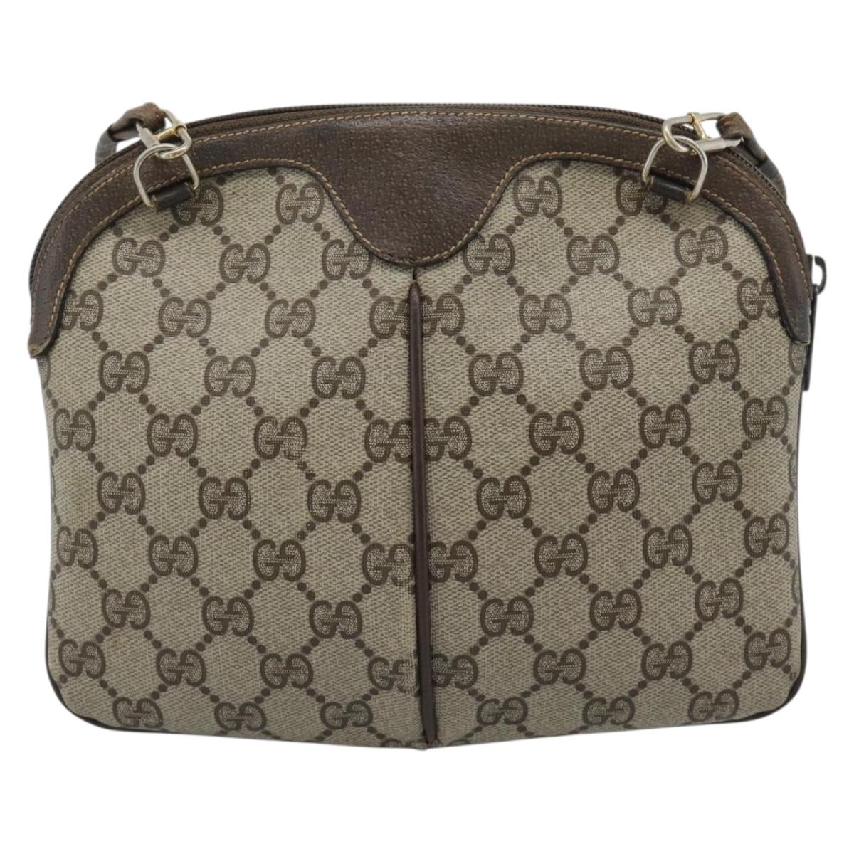 GUCCI GG Supreme Web Sherry Line Bag PVC Beige Gold 904 02 647 Auth 193581