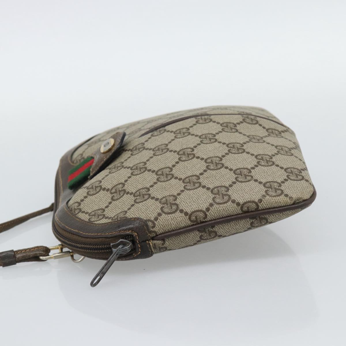 GUCCI GG Supreme Web Sherry Line Bag PVC Beige Gold 904 02 647 Auth 193581