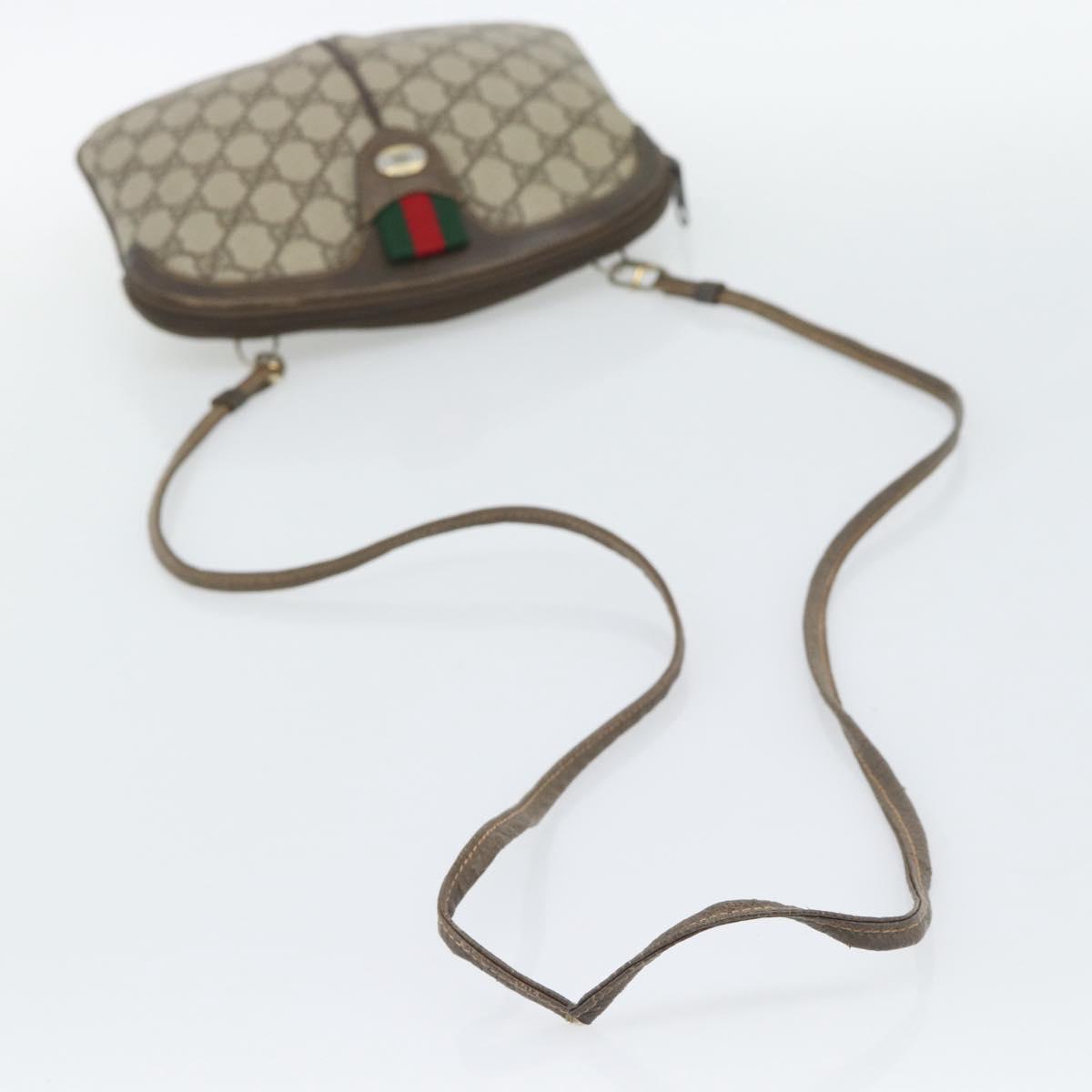 GUCCI GG Supreme Web Sherry Line Bag PVC Beige Gold 904 02 647 Auth 193581