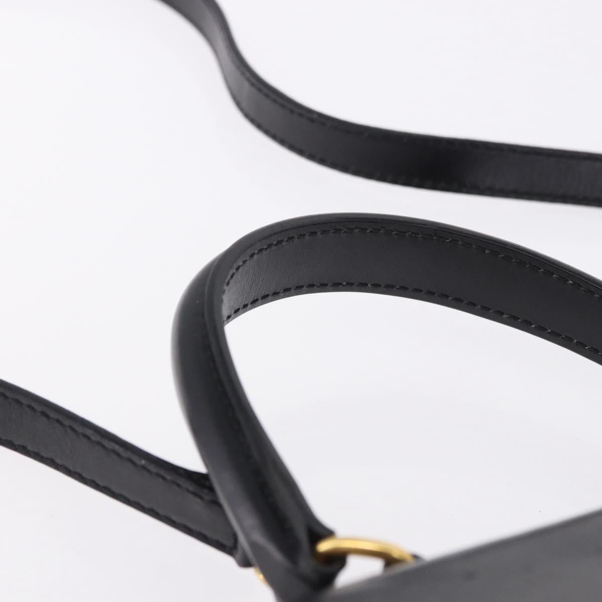 CELINE Hand Bag Leather 2way Black Gold Auth 193583A