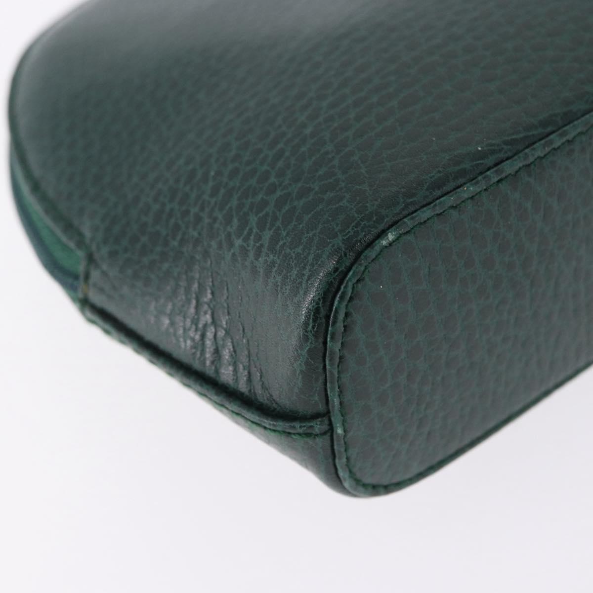 CARTIER Pouch Leather Green Gold Auth 193585V