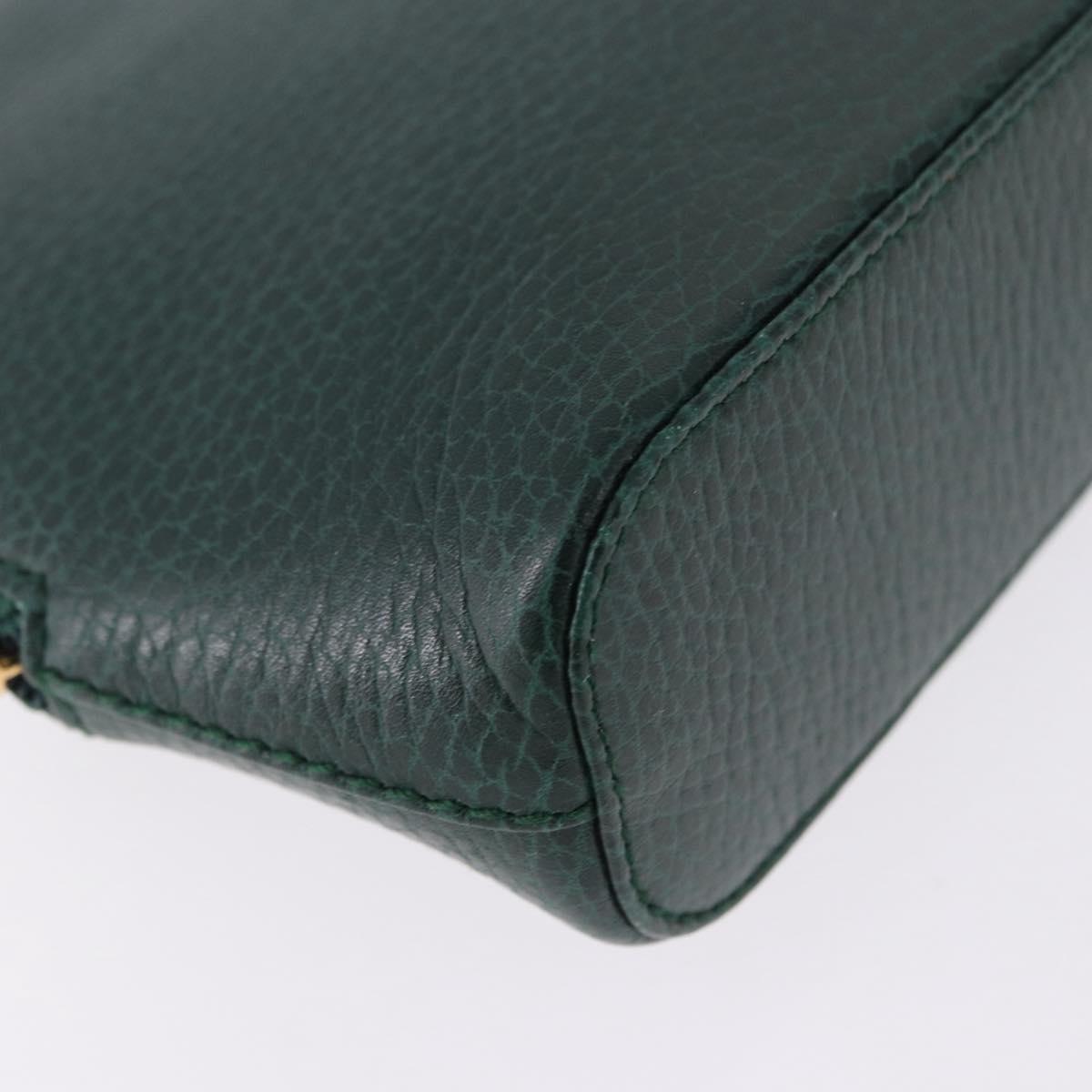 CARTIER Pouch Leather Green Gold Auth 193585V