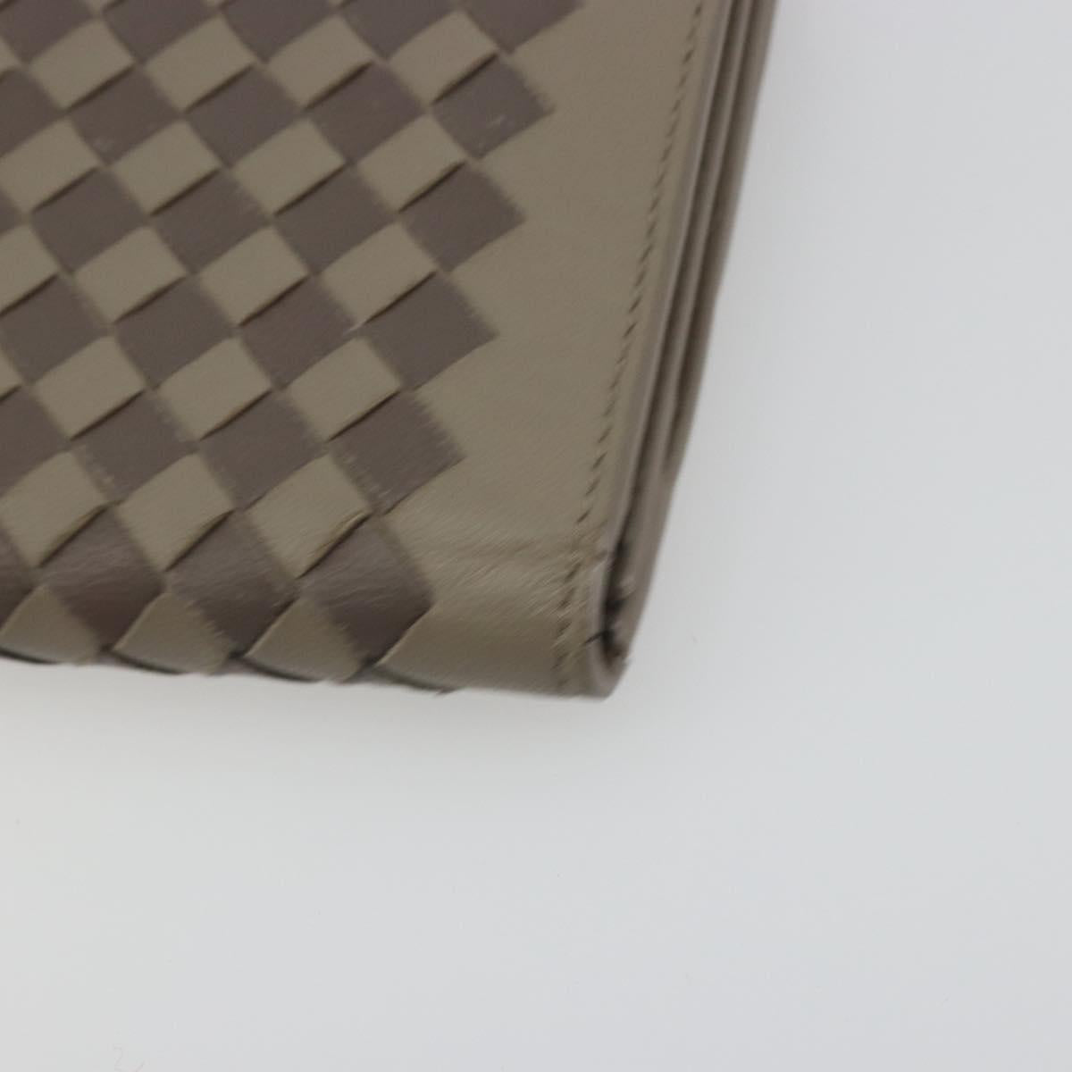BOTTEGA VENETA INTRECCIATO Long Wallet Leather Gray Auth 193586A