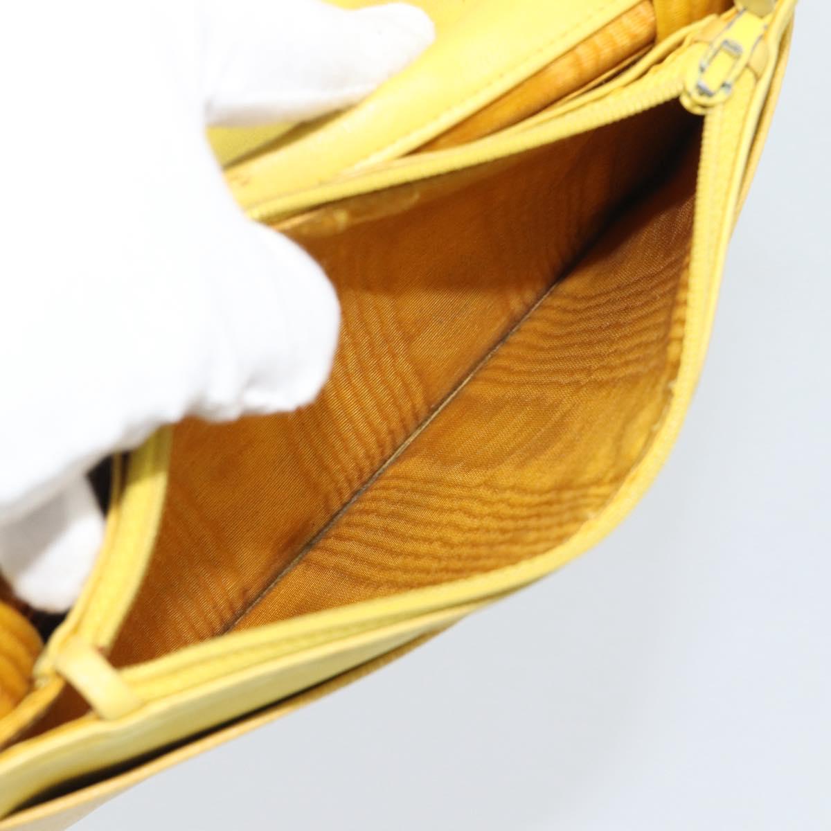 CHANEL COCO Mark Long Wallet Caviar Skin Yellow Gold CC Auth 193588
