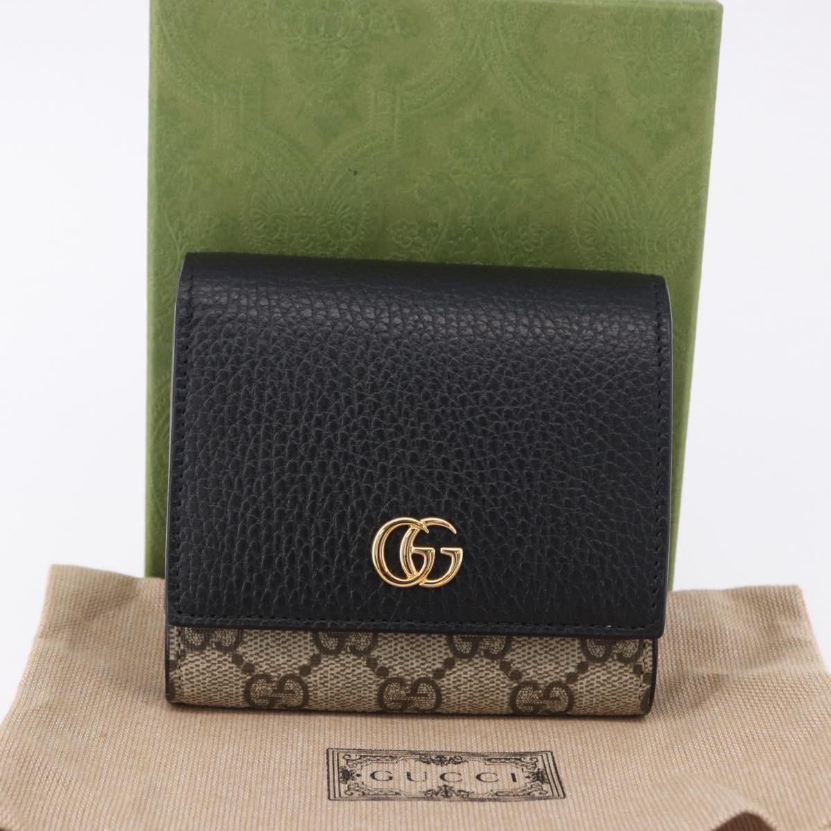 GUCCI GG Supreme Wallet PVC Leather Beige Gold 598587 Auth 193589M