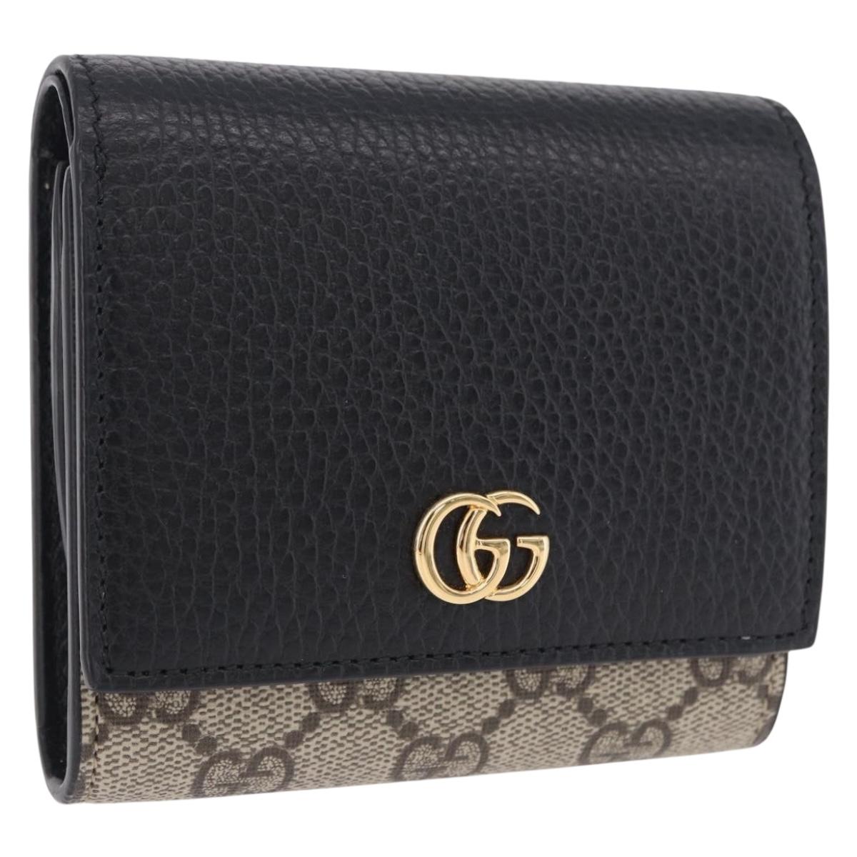 GUCCI GG Supreme Wallet PVC Leather Beige Gold 598587 Auth 193589M