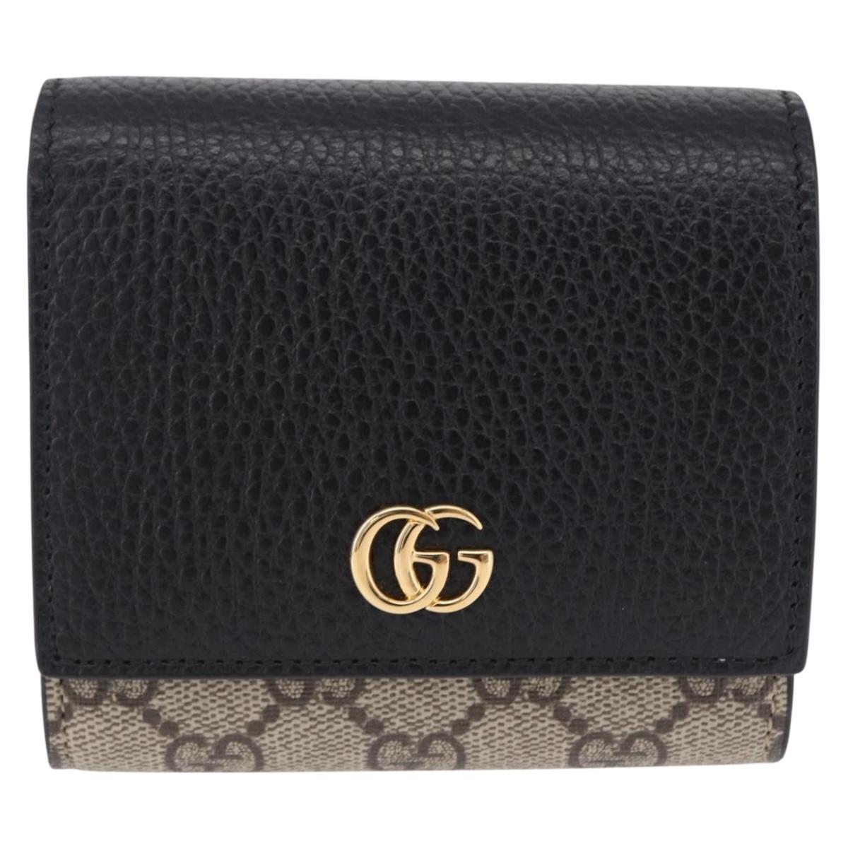 GUCCI GG Supreme Wallet PVC Leather Beige Gold 598587 Auth 193589M