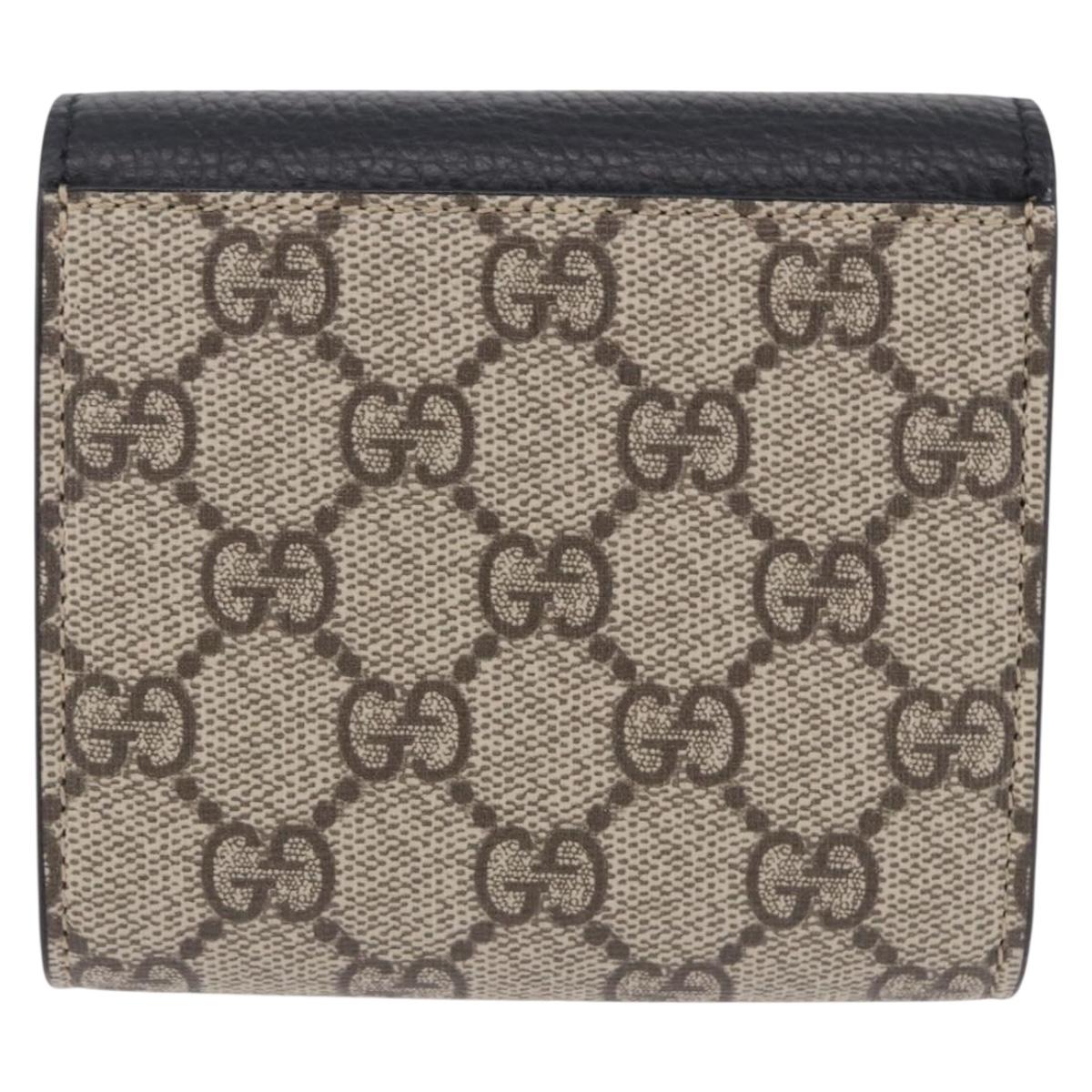GUCCI GG Supreme Wallet PVC Leather Beige Gold 598587 Auth 193589M