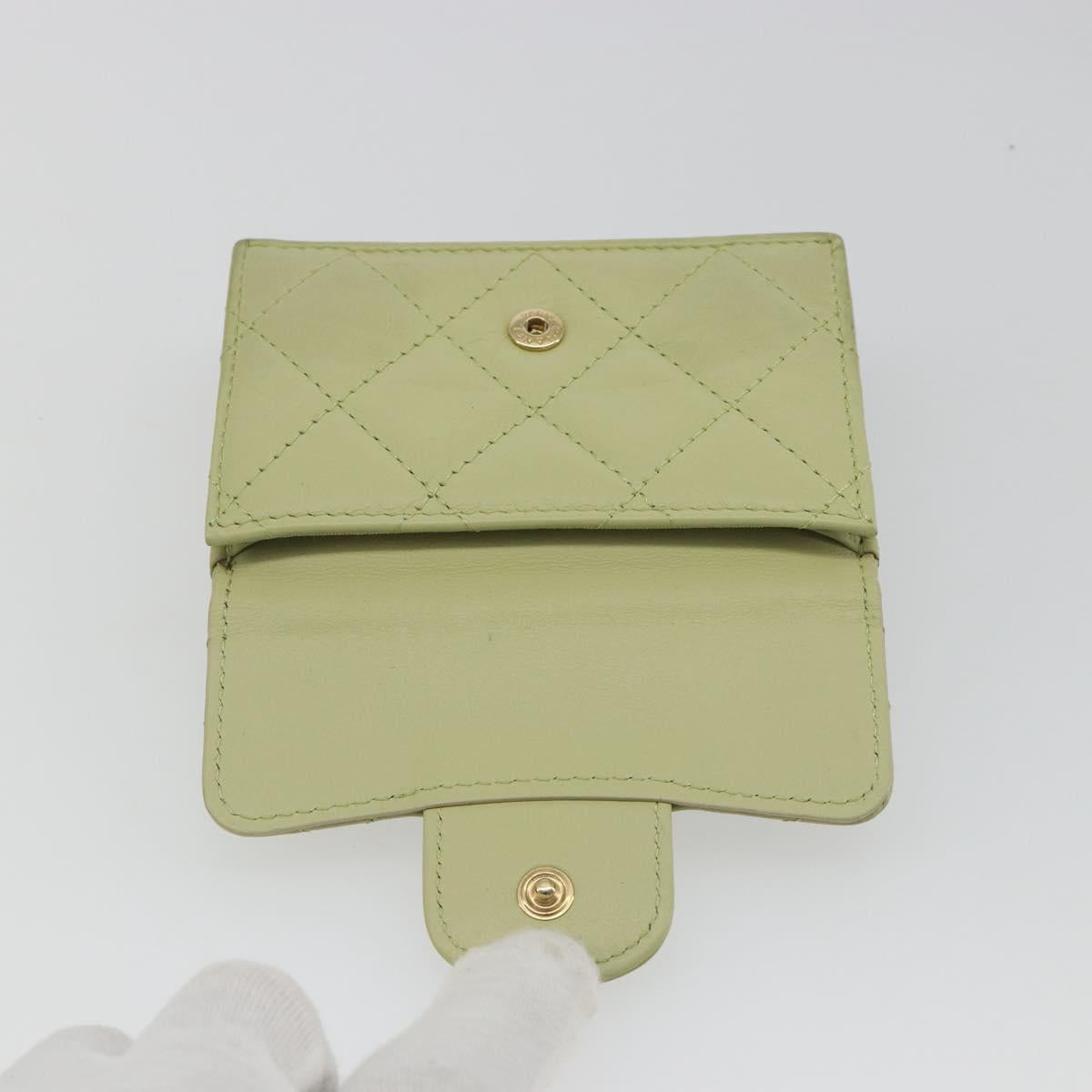 CHANEL Matelasse 2.55 Wallet Lamb Skin Green Gold CC Auth 193593A