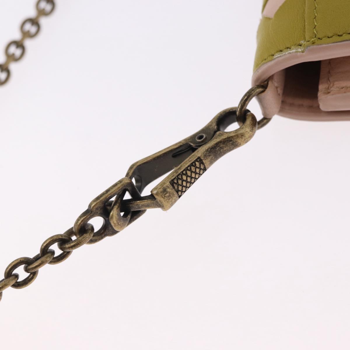 BOTTEGA VENETA INTRECCIATO Chain Shoulder Bag Leather Pink Auth 193595A