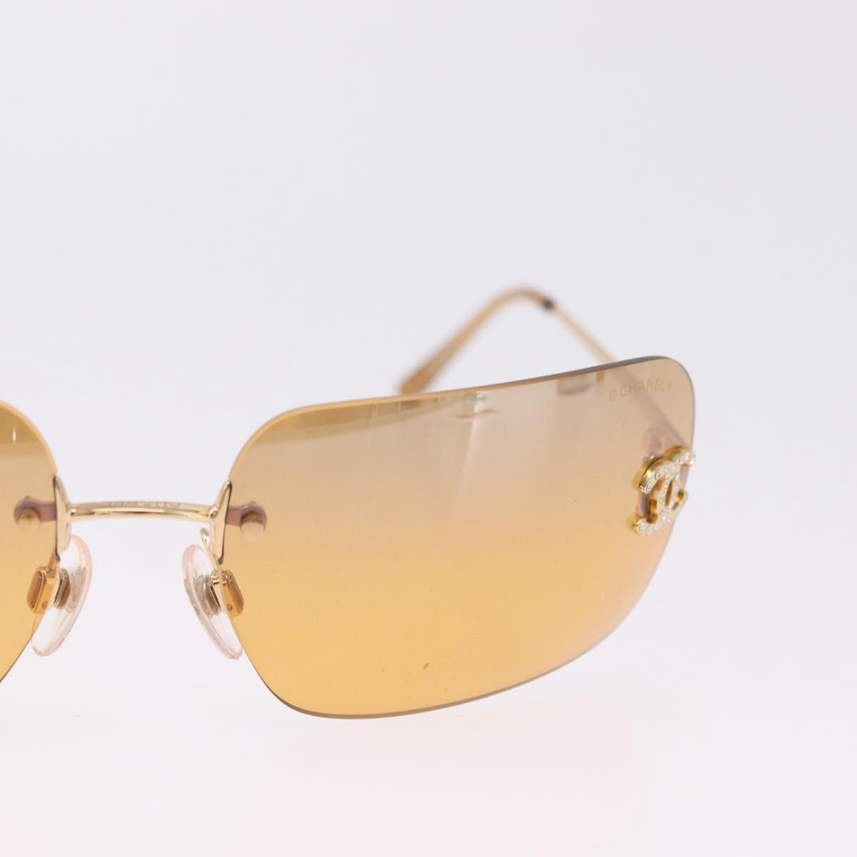 CHANEL COCO Mark Sunglasses metal Gold Tone CC Auth 193597V