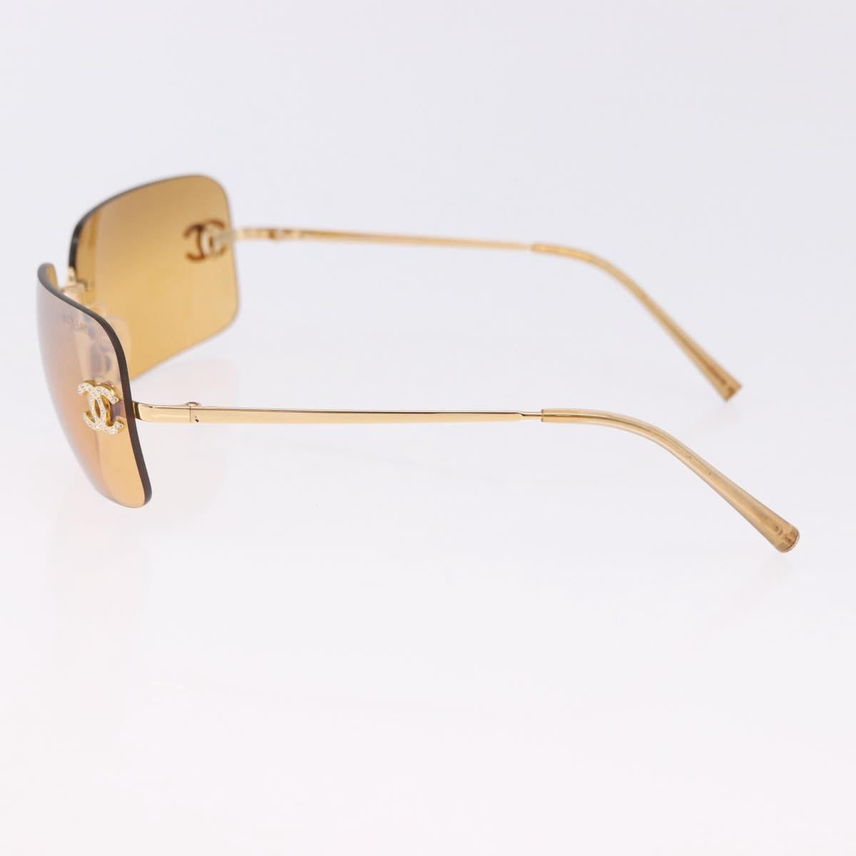 CHANEL COCO Mark Sunglasses metal Gold Tone CC Auth 193597V