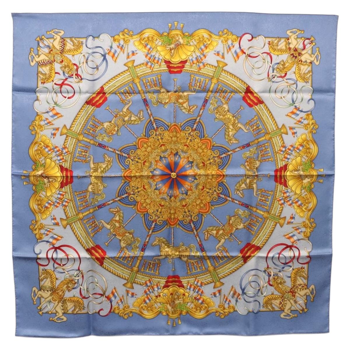 HERMES Carre 90 Scarf Silk Blue Auth 193599M