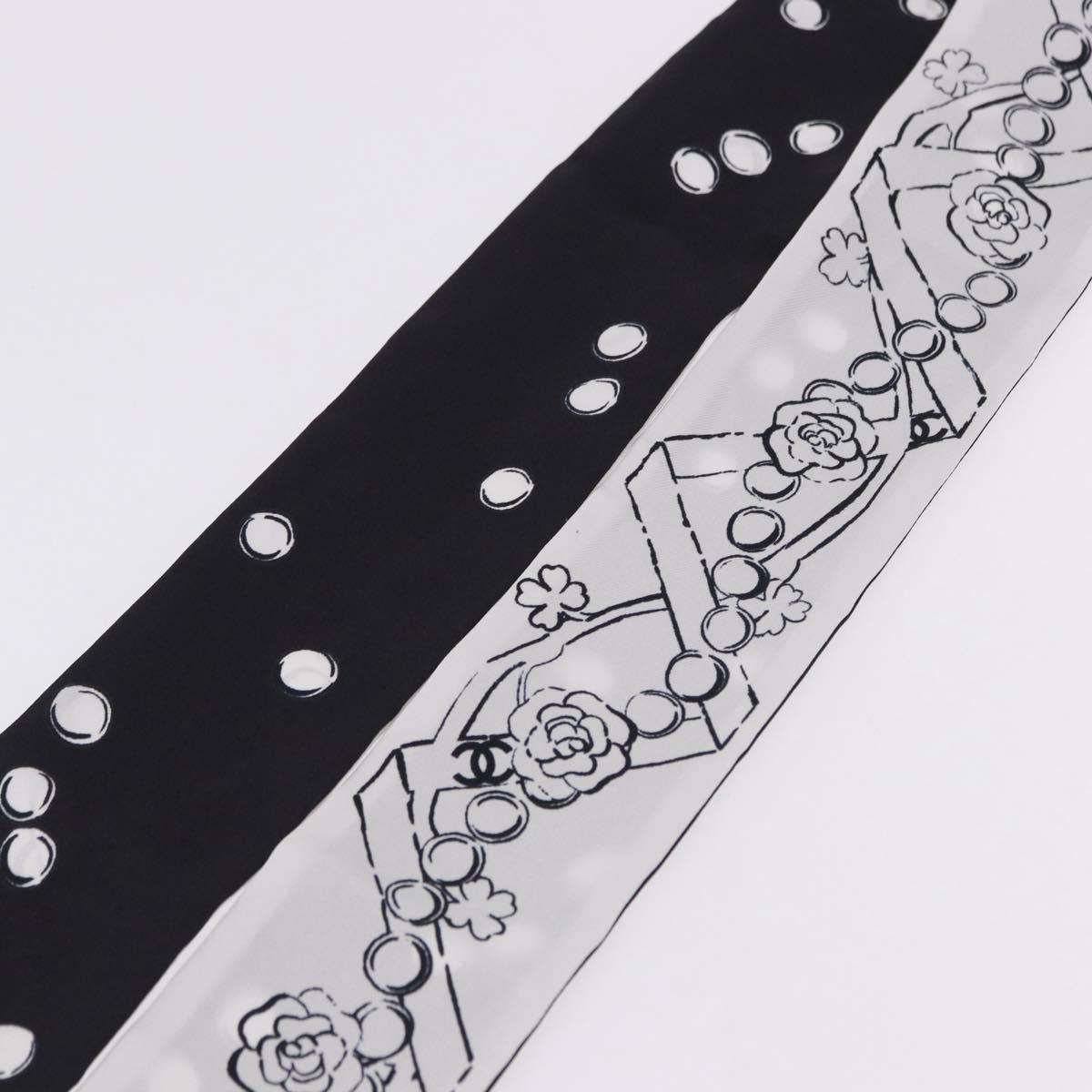 CHANEL Scarf Silk Gray CC Auth 193602M