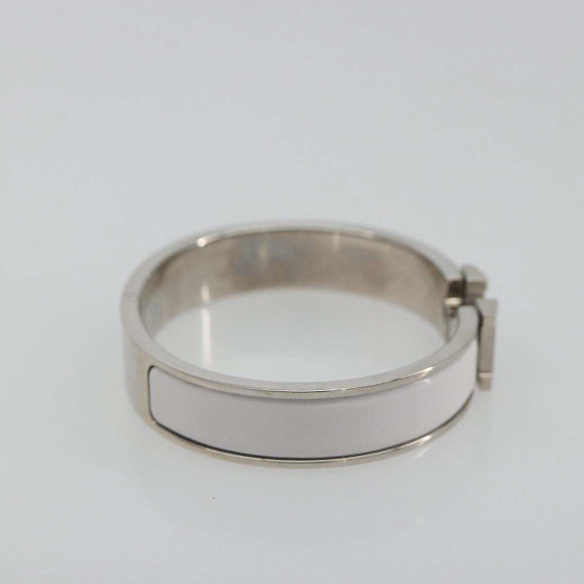 HERMES Click H Bracelet metal White Auth 193604M