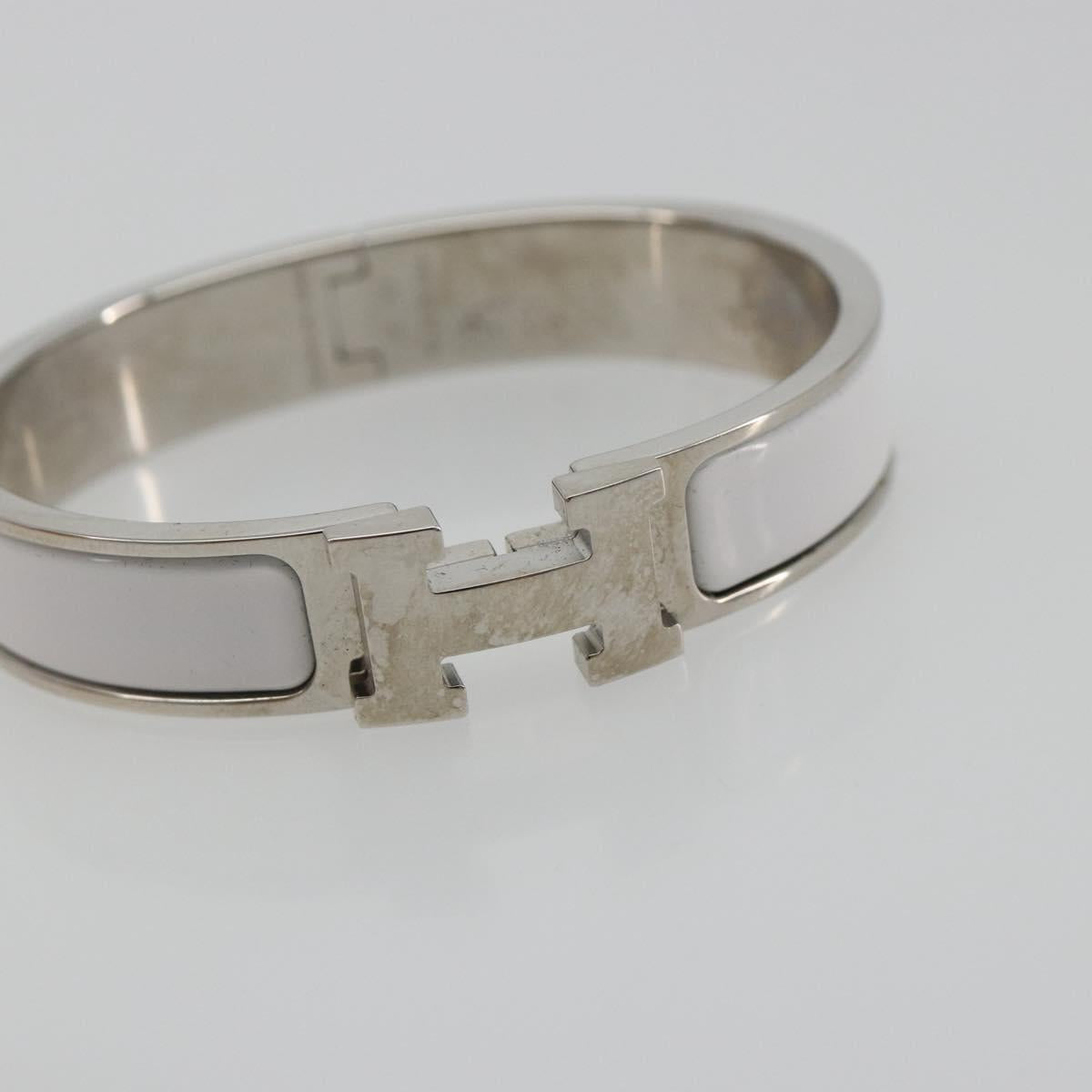 HERMES Click H Bracelet metal White Auth 193604M