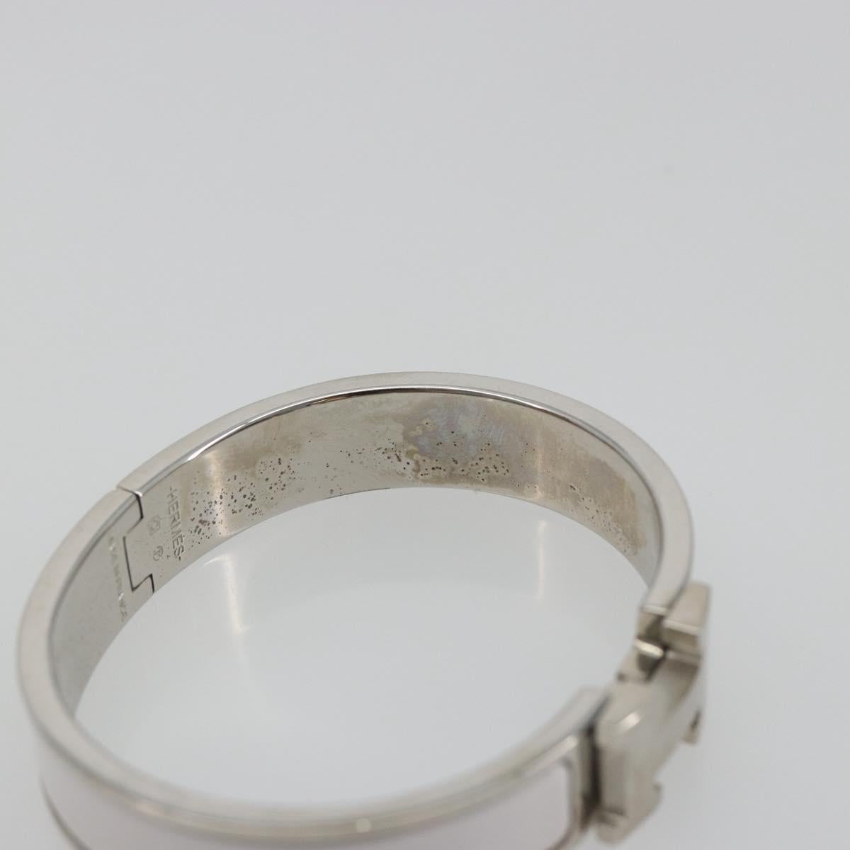 HERMES Click H Bracelet metal White Auth 193604M