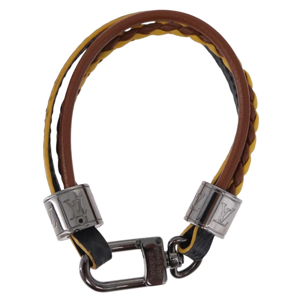 LOUIS VUITTON LV Treble Bracelet Leather Brown M6423 LV Auth 193607A