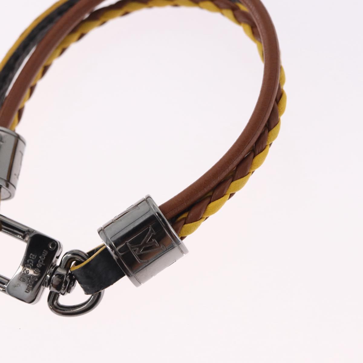 LOUIS VUITTON LV Treble Bracelet Leather Brown M6423 LV Auth 193607A