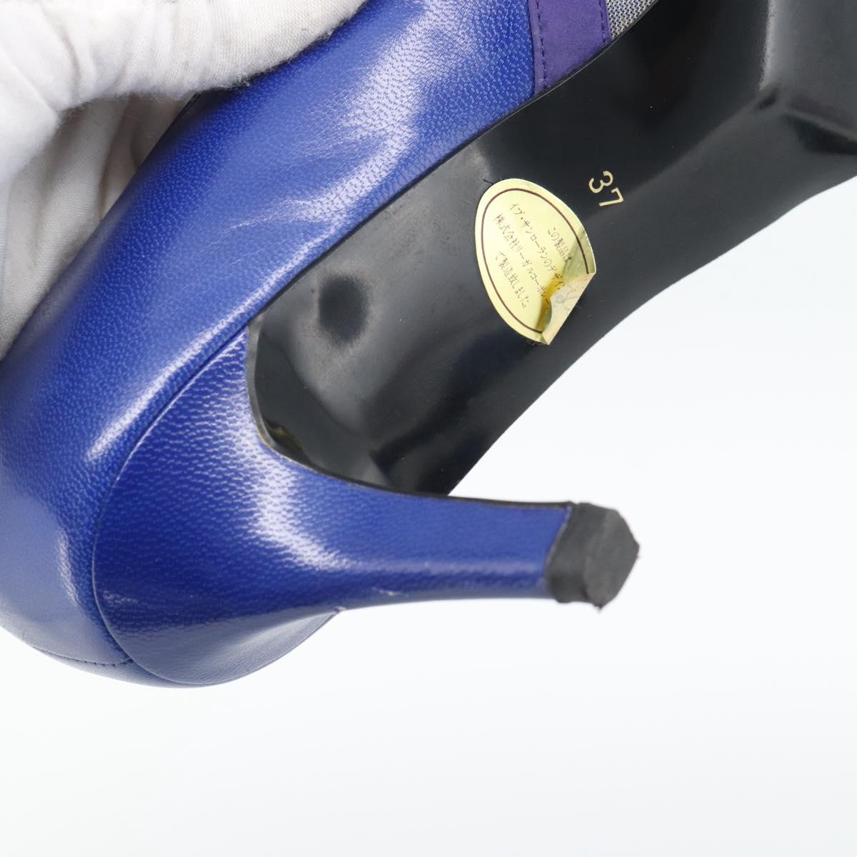 SAINT LAURENT Pumps Leather 37 Blue Auth 193709M