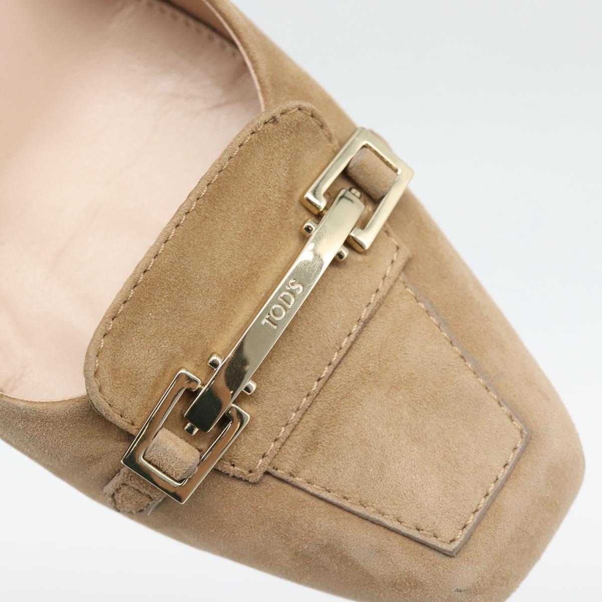 TOD'S Pumps Suede 37 Beige Gold Auth 193710M