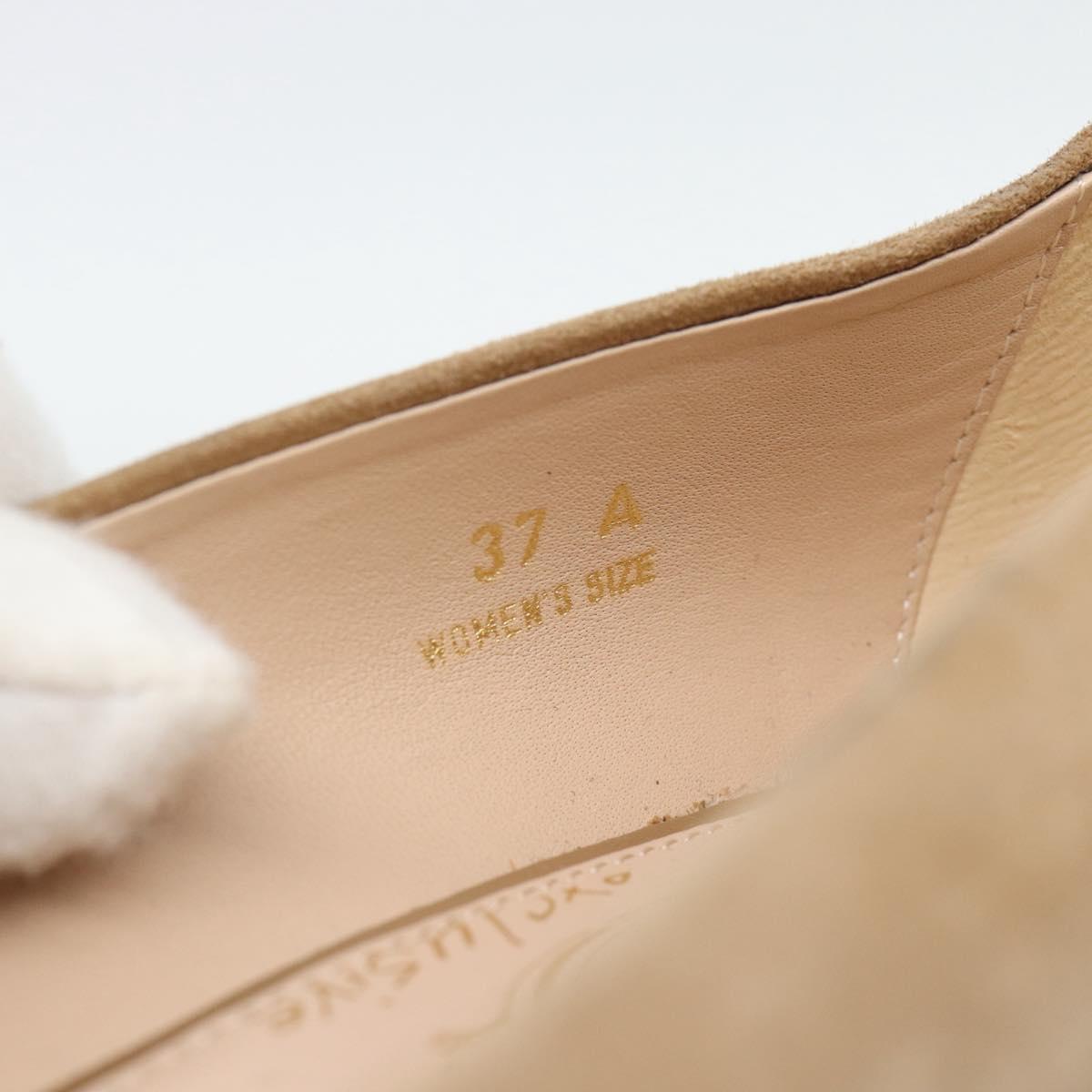 TOD'S Pumps Suede 37 Beige Gold Auth 193710M