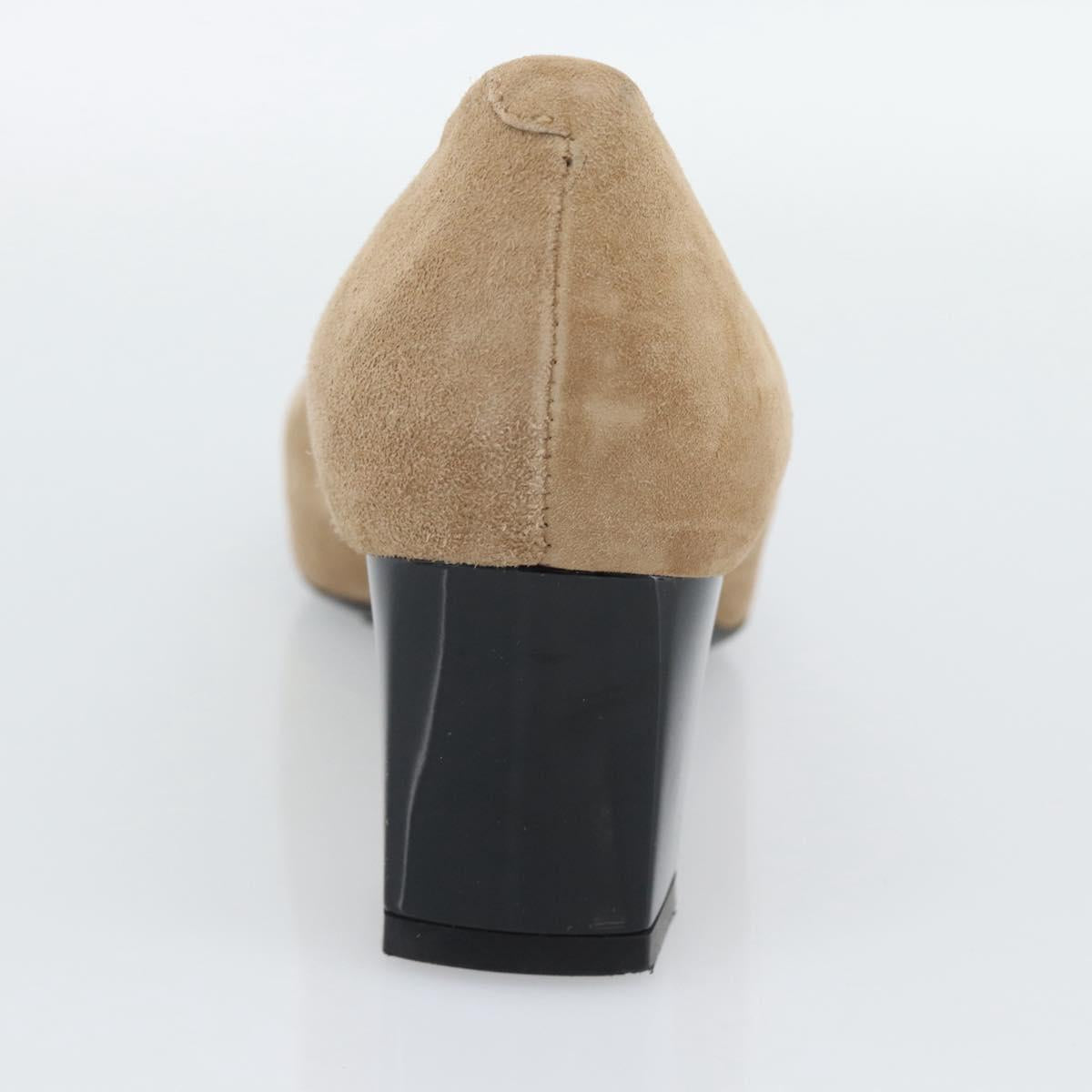 TOD'S Pumps Suede 37 Beige Gold Auth 193710M