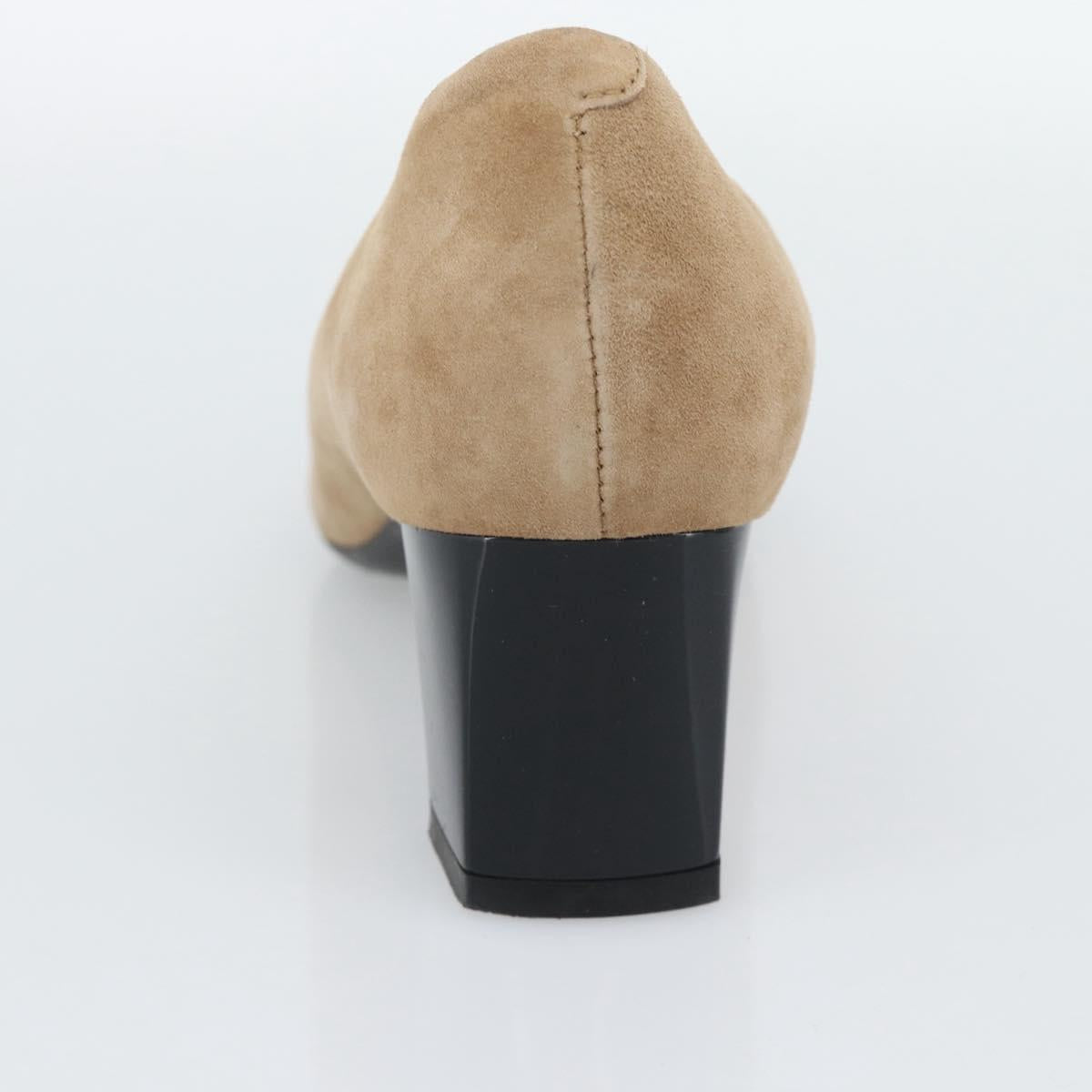 TOD'S Pumps Suede 37 Beige Gold Auth 193710M