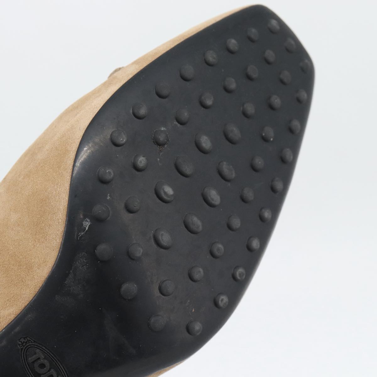 TOD'S Pumps Suede 37 Beige Gold Auth 193710M