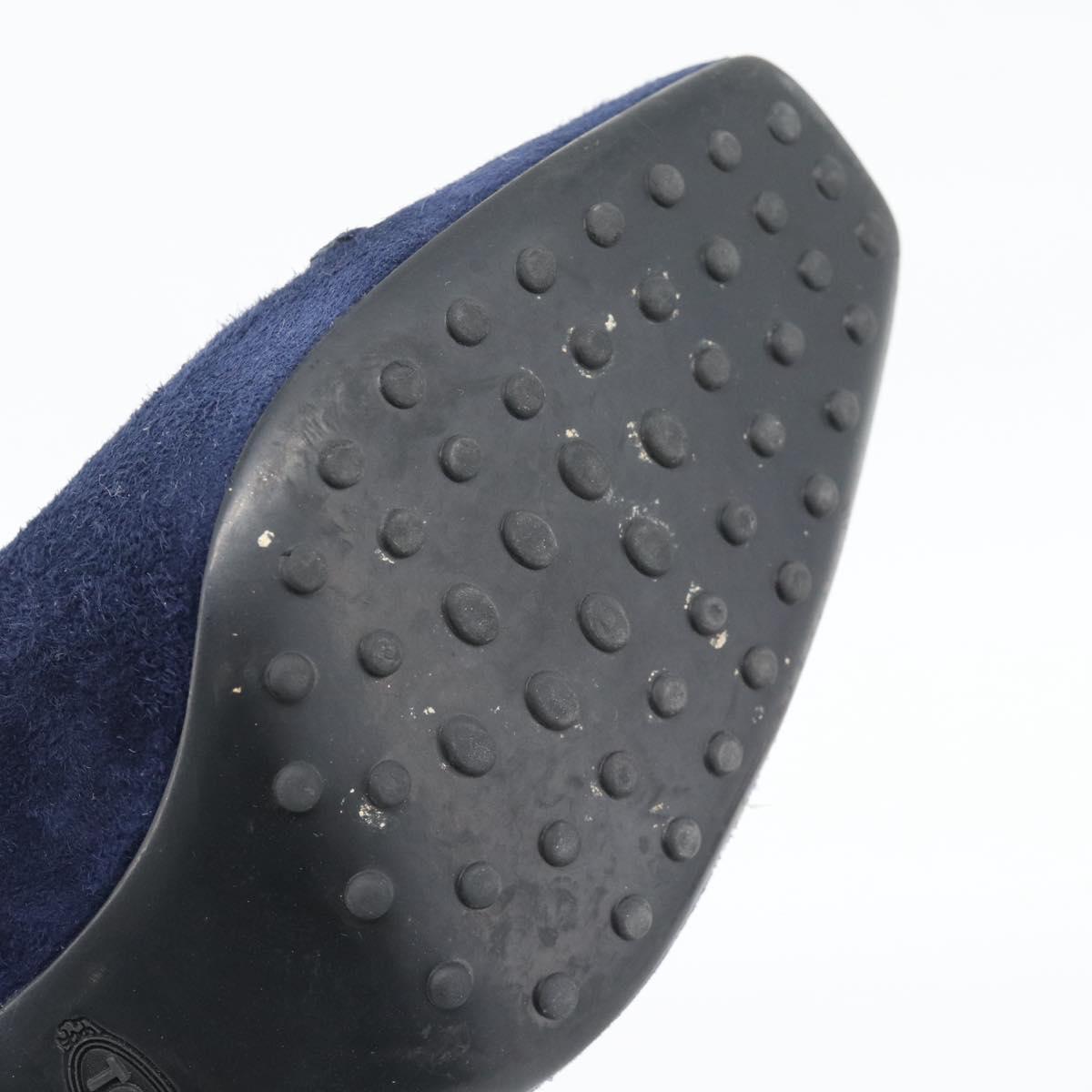 TOD'S Pumps Suede 37 Navy Gold Auth 193711M