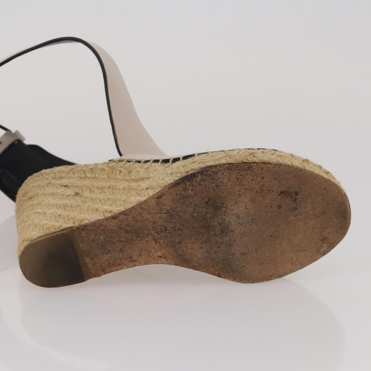 CELINE PRADA Sandals Leather 2 Set Beige Gold Auth 193715