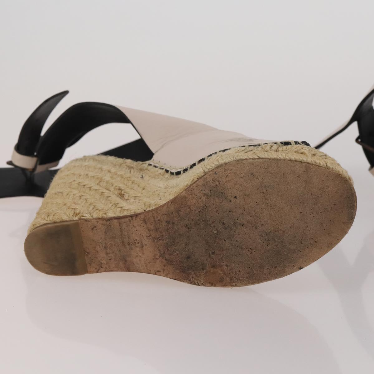 CELINE PRADA Sandals Leather 2 Set Beige Gold Auth 193715