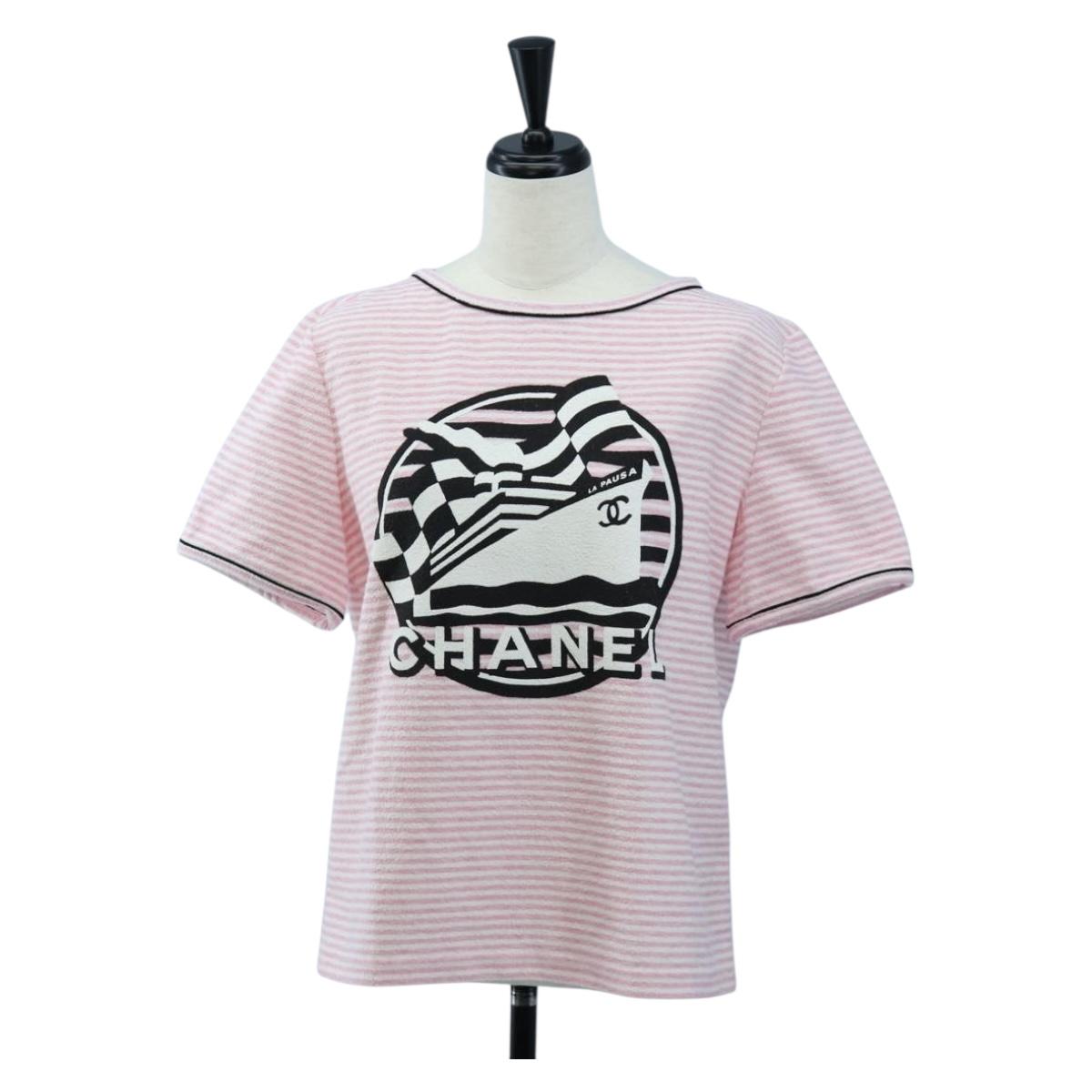 CHANEL TShirt Pile 36 Pink CC Auth 193723M