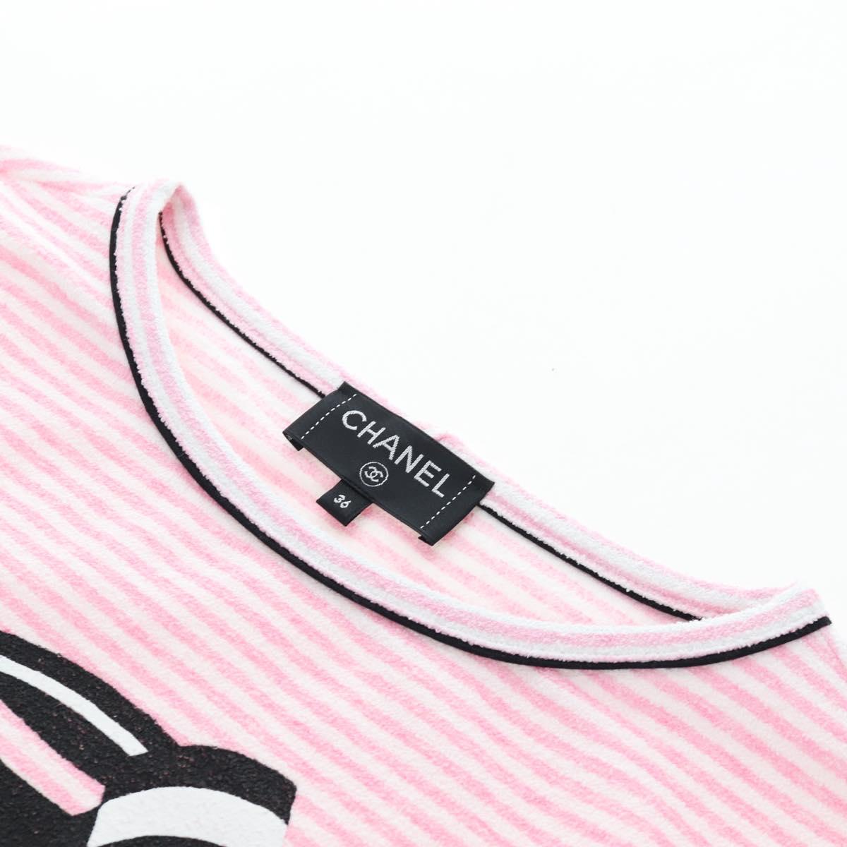 CHANEL TShirt Pile 36 Pink CC Auth 193723M