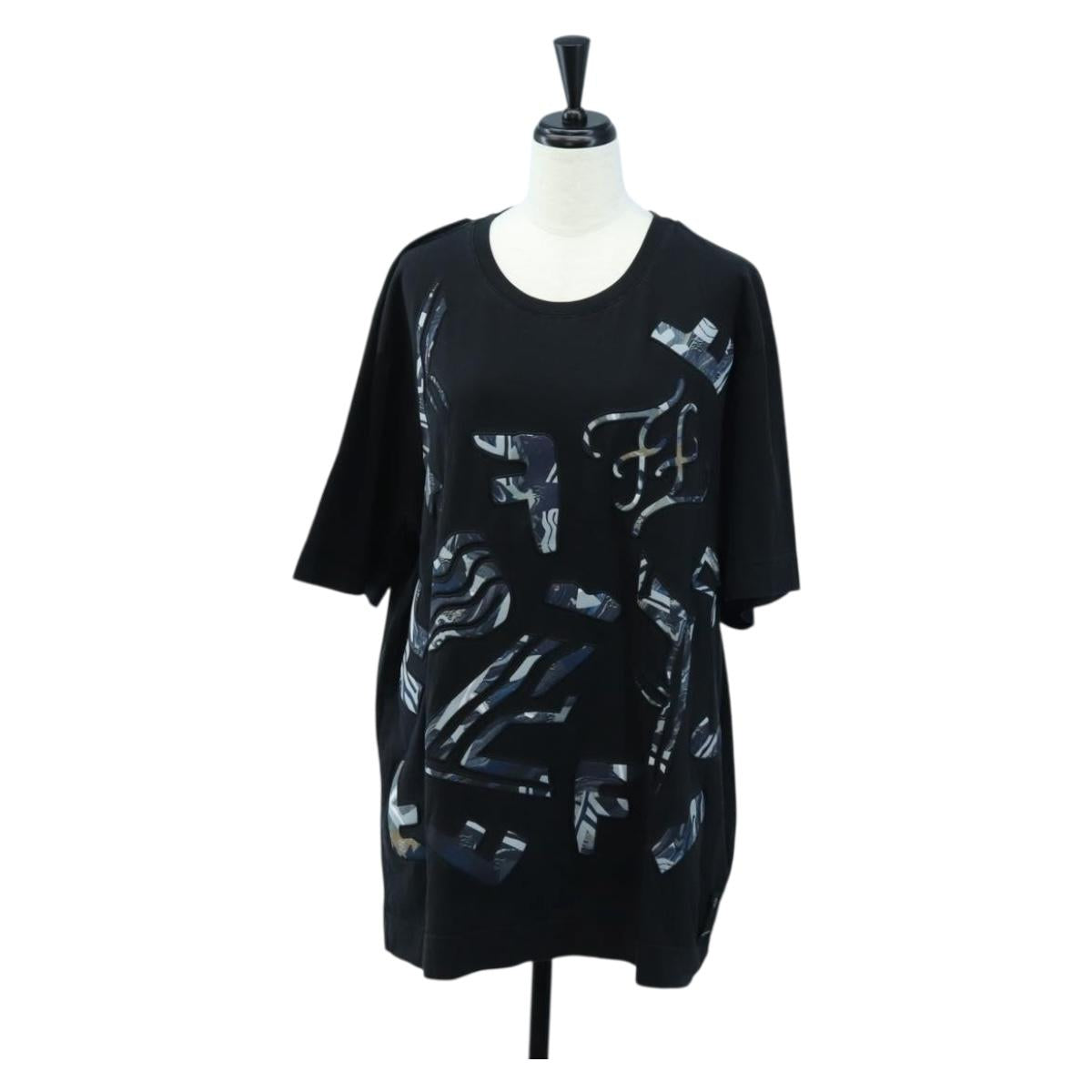 FENDI TShirt Cotton M Black Auth 193725M