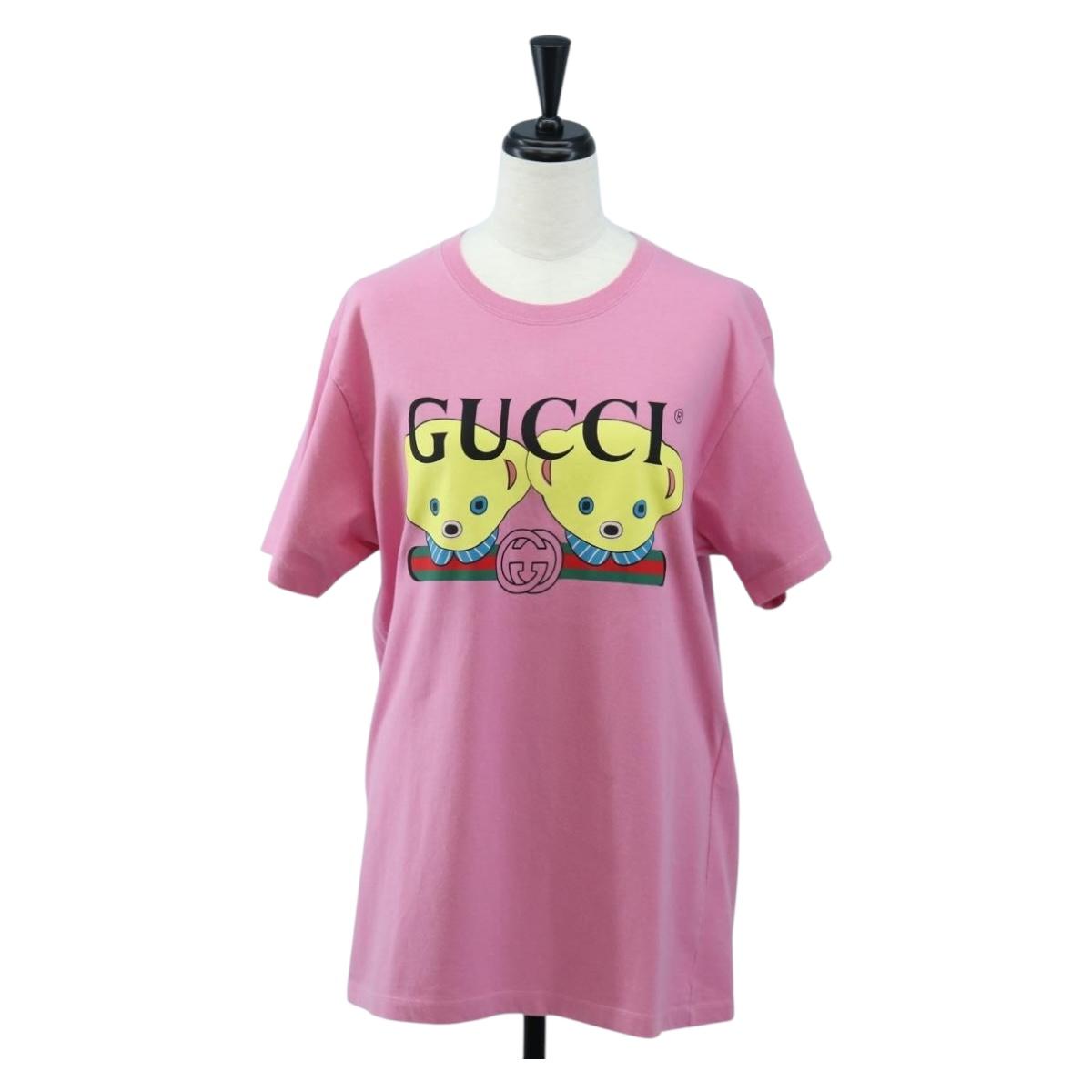 GUCCI TShirt Teddy Bear cotton XXS Pink Auth 193727M