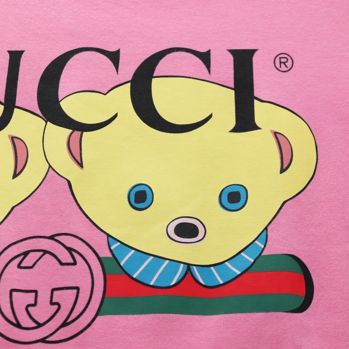 GUCCI TShirt Teddy Bear cotton XXS Pink Auth 193727M