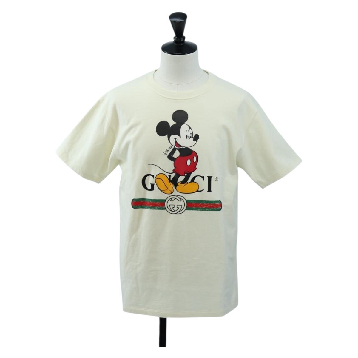 GUCCI GUCCIxDisney Mickey Mouse Short-Sleeved T-shirt Cotton White Auth 193728M