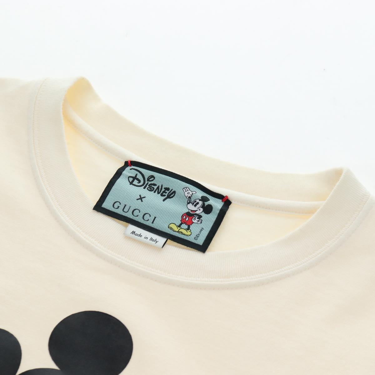 GUCCI GUCCIxDisney Mickey Mouse Short-Sleeved T-shirt Cotton White Auth 193728M
