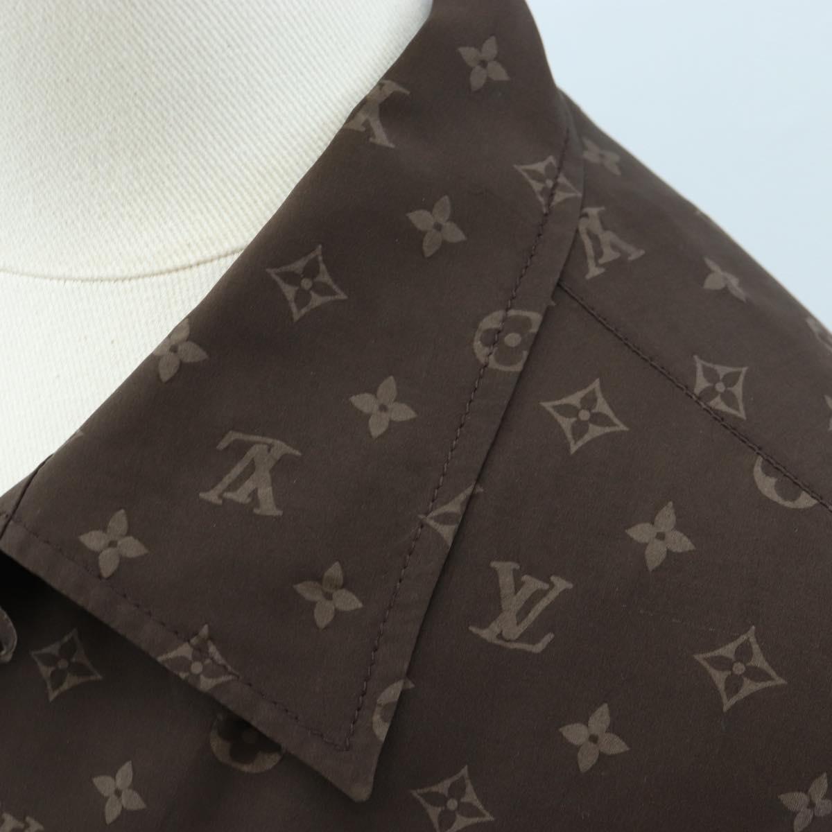 LOUIS VUITTON Short-Sleeved Shirt Silk 40 Brown LV Auth 193730M