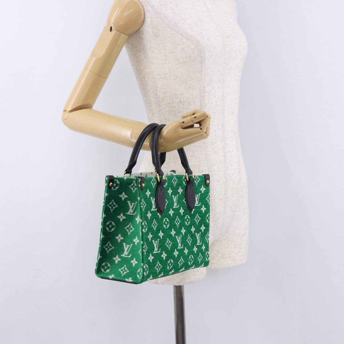 LOUIS VUITTON Monogram Jacquard Velvet On The Go PM Green M46216 Auth 193752SAM