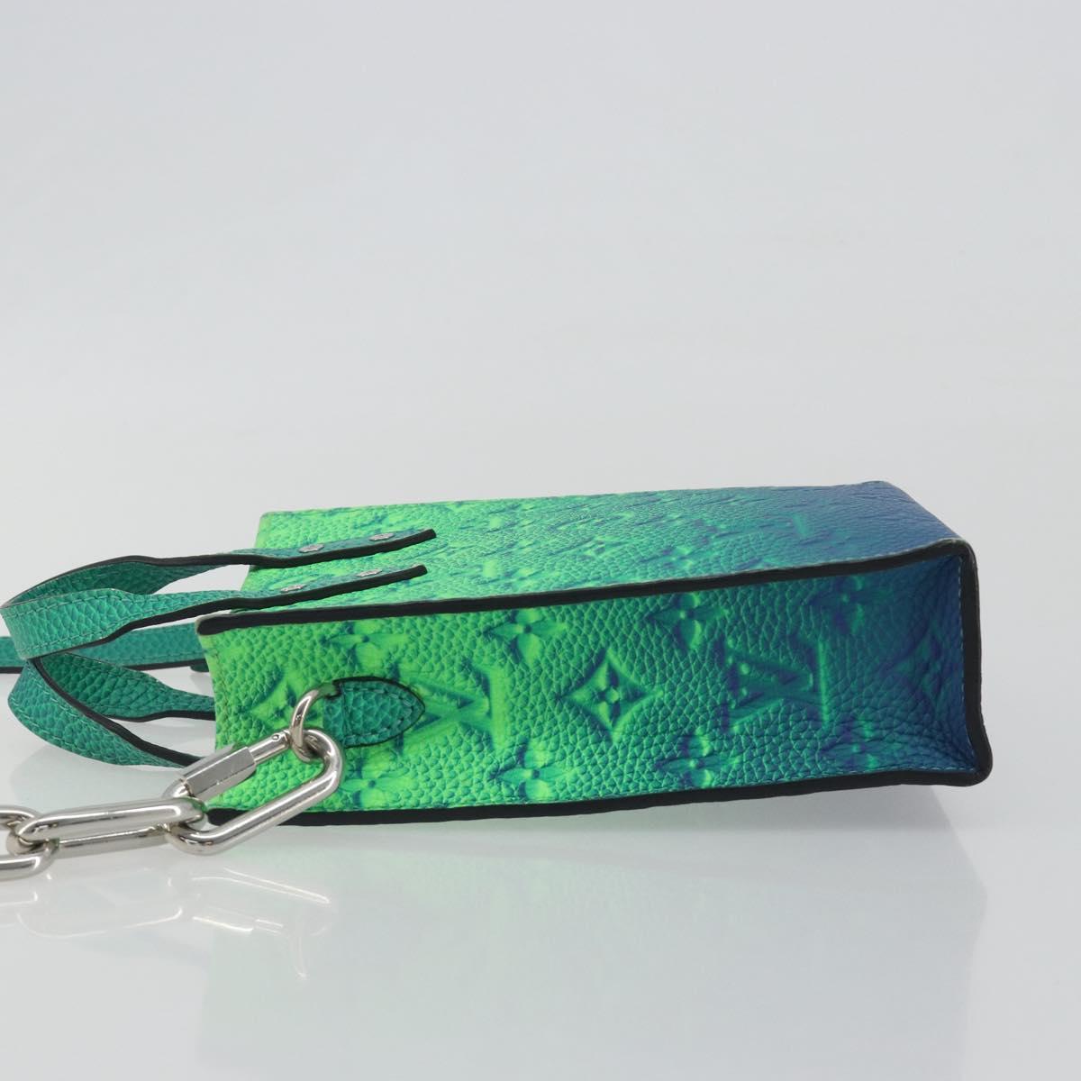 LOUIS VUITTON Taurillon Clemence Illusion Sac Plat XS Green M81221 Auth 193755SM