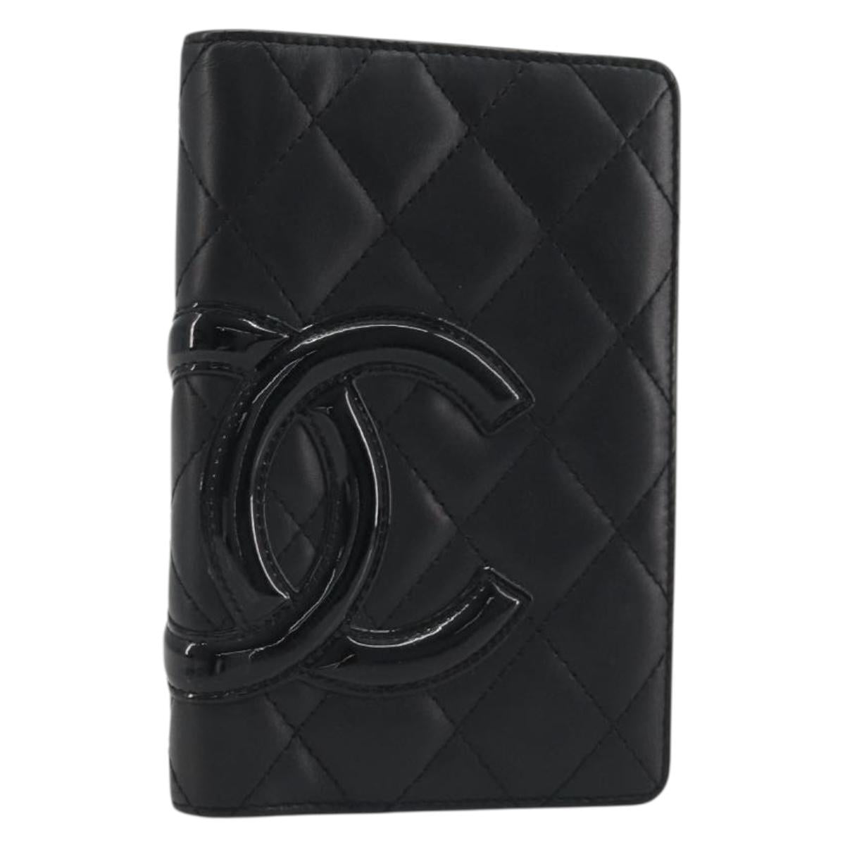 CHANEL Matelasse Cambon Line Day Planner Cover Leather Black CC Auth 193764M