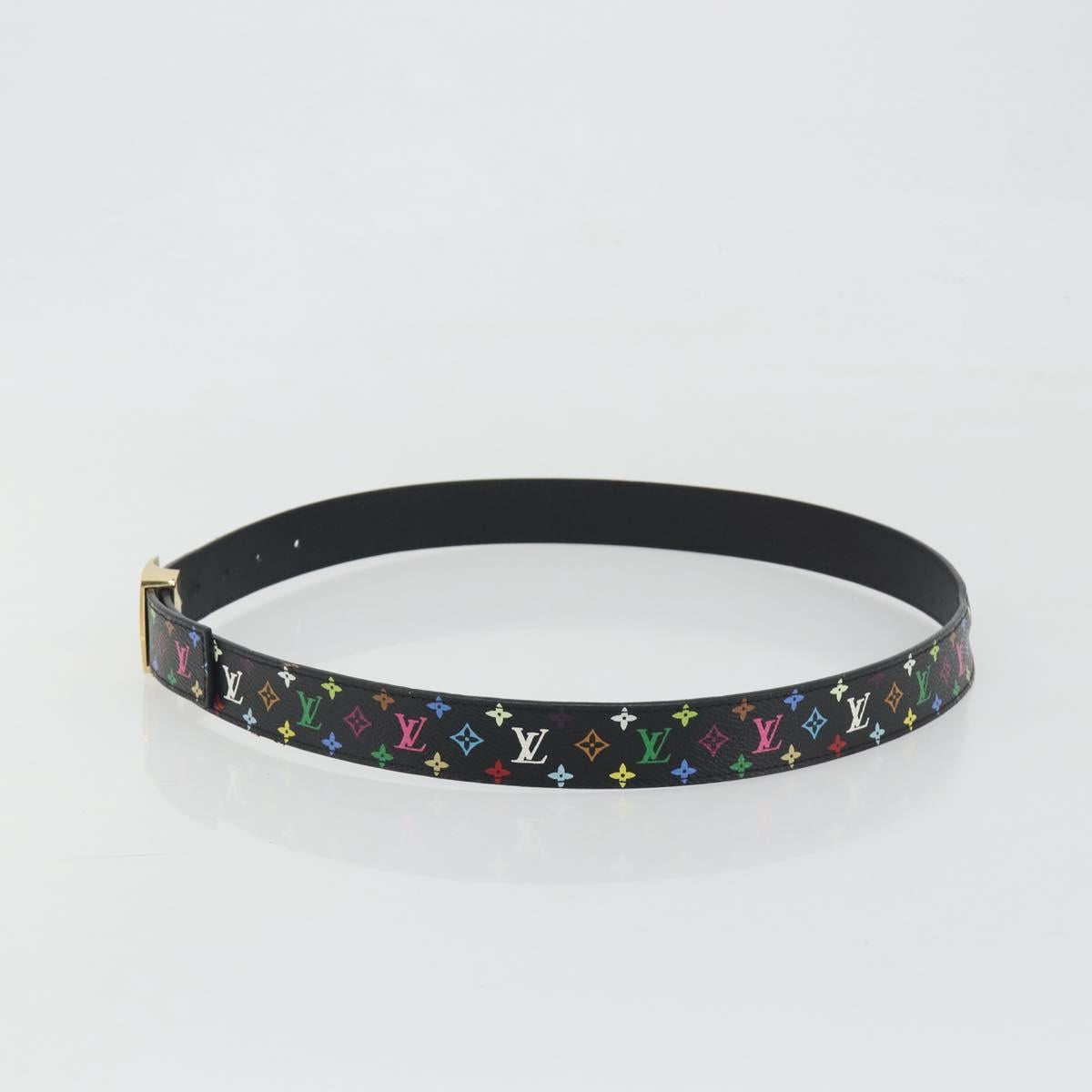 LOUIS VUITTON Multicolor Ceinture LV cut Belt Black M6890 LV Auth 193765V