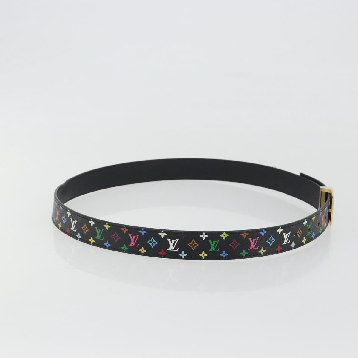 LOUIS VUITTON Multicolor Ceinture LV cut Belt Black M6890 LV Auth 193765V