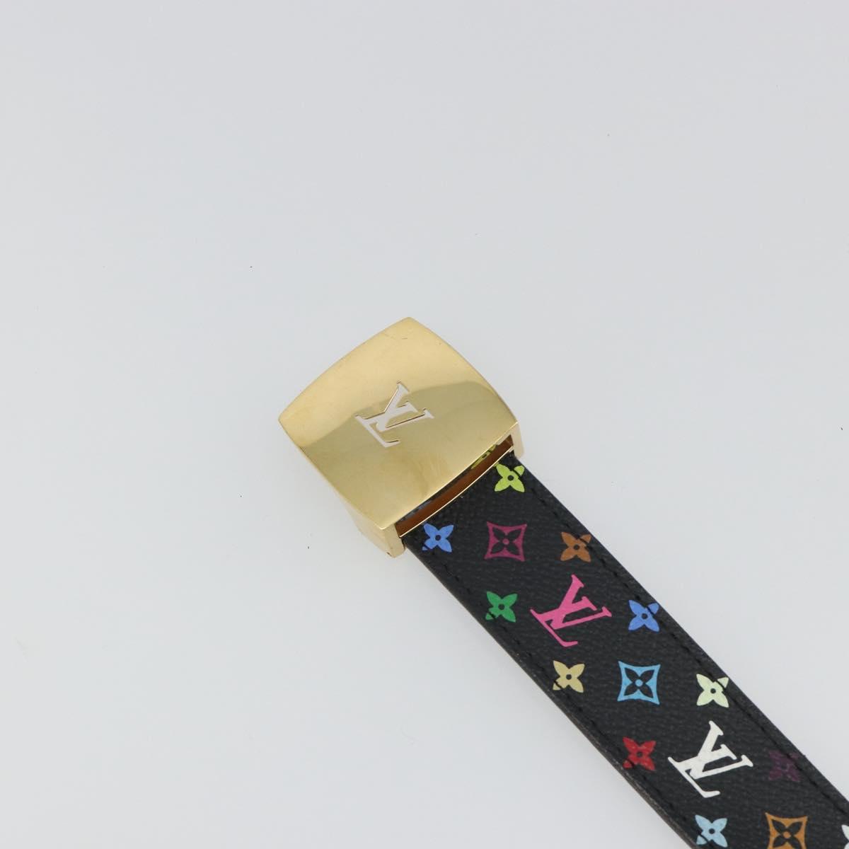 LOUIS VUITTON Multicolor Ceinture LV cut Belt Black M6890 LV Auth 193765V